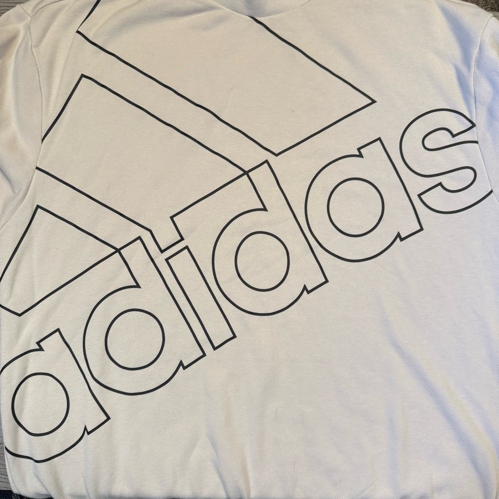 Adidas logo crewneck cream LARGE relaxed fit athleisure unisex streetwear